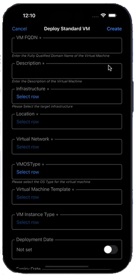 VM request portal mobile app